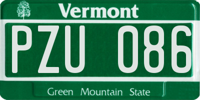 VT license plate PZU086