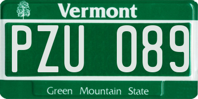 VT license plate PZU089