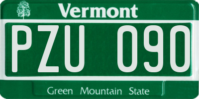 VT license plate PZU090