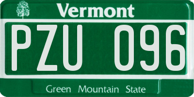VT license plate PZU096