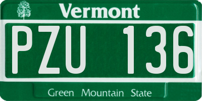 VT license plate PZU136