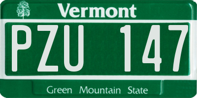 VT license plate PZU147