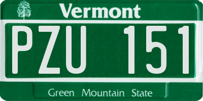 VT license plate PZU151