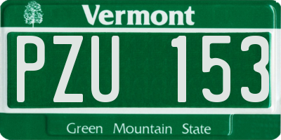 VT license plate PZU153