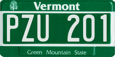 VT license plate PZU201