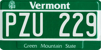 VT license plate PZU229