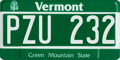 VT license plate PZU232