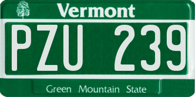 VT license plate PZU239
