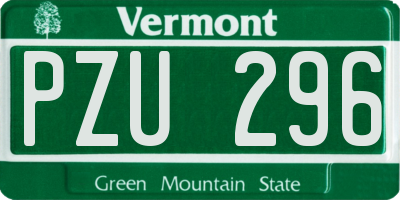 VT license plate PZU296