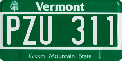 VT license plate PZU311