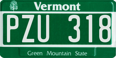 VT license plate PZU318