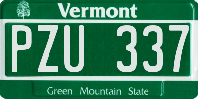 VT license plate PZU337