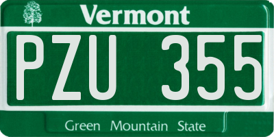 VT license plate PZU355