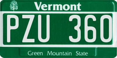 VT license plate PZU360