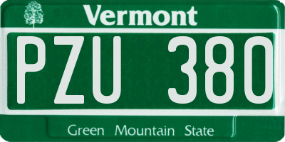 VT license plate PZU380