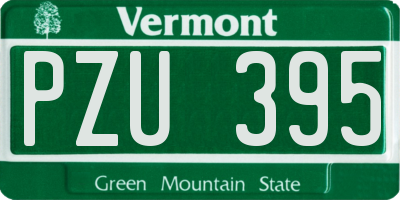 VT license plate PZU395