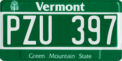 VT license plate PZU397