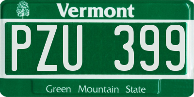 VT license plate PZU399