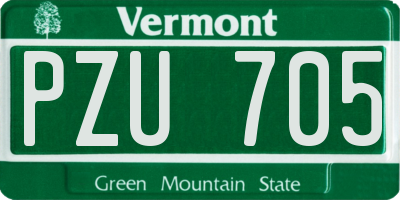VT license plate PZU705