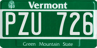 VT license plate PZU726