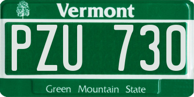 VT license plate PZU730