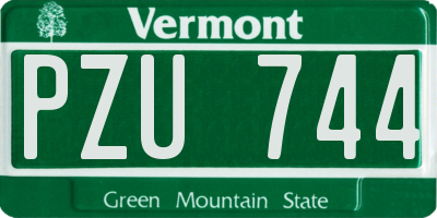 VT license plate PZU744