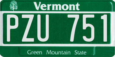VT license plate PZU751