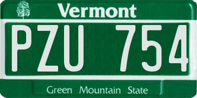 VT license plate PZU754