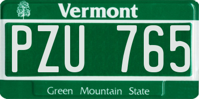 VT license plate PZU765