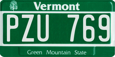 VT license plate PZU769