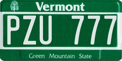 VT license plate PZU777