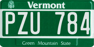 VT license plate PZU784