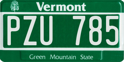 VT license plate PZU785