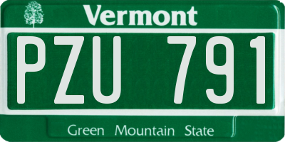 VT license plate PZU791