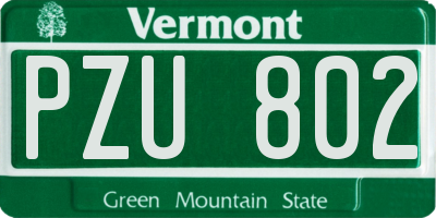 VT license plate PZU802