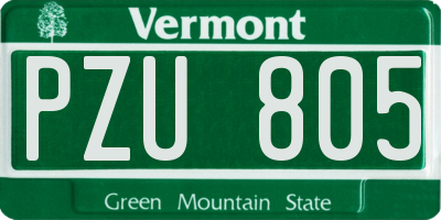 VT license plate PZU805