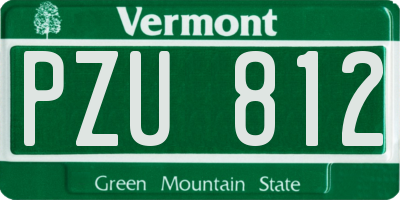 VT license plate PZU812