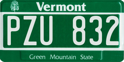 VT license plate PZU832