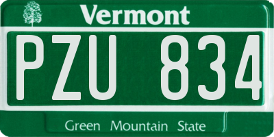 VT license plate PZU834