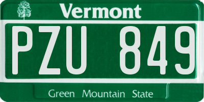 VT license plate PZU849