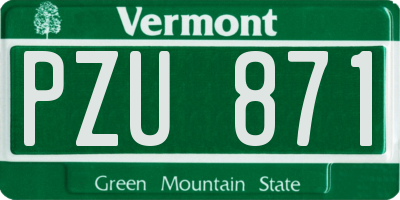 VT license plate PZU871