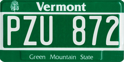 VT license plate PZU872