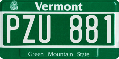 VT license plate PZU881