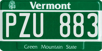VT license plate PZU883