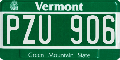 VT license plate PZU906