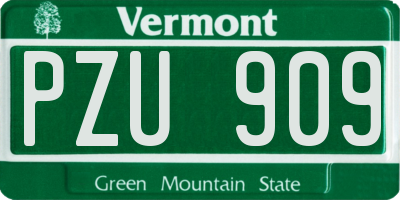 VT license plate PZU909
