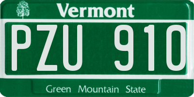 VT license plate PZU910