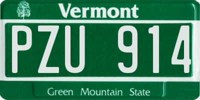 VT license plate PZU914