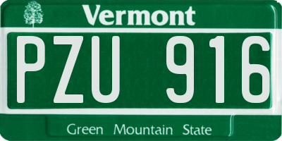 VT license plate PZU916