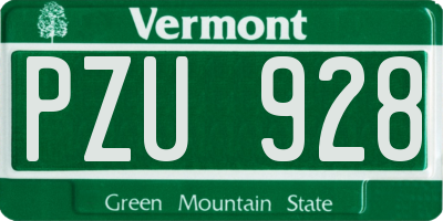 VT license plate PZU928